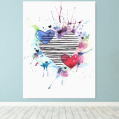 Kute hart en was in de Waterverf Canvas Afdruk (Insitu (Houten vloer))