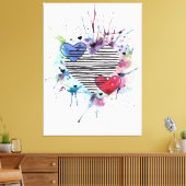 Kute hart en was in de Waterverf Canvas Afdruk (Insitu (Woonkamer))