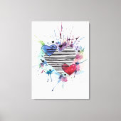 Kute hart en was in de Waterverf Canvas Afdruk (Voorkant)