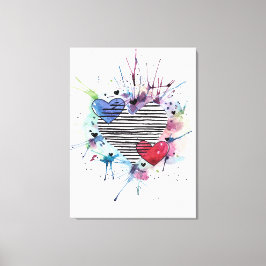 Kute hart en was in de Waterverf Canvas Afdruk