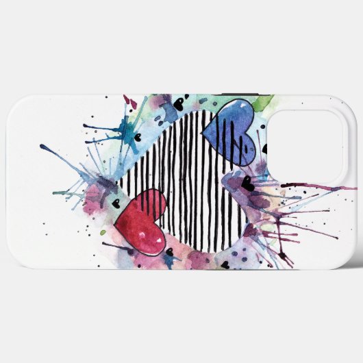 Kute hart en was in de Waterverf Case-Mate iPhone Case (Achterkant (horizontaal))