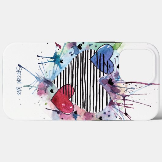 Kute hart en was in de Waterverf Case-Mate iPhone Case (Achterkant (horizontaal))