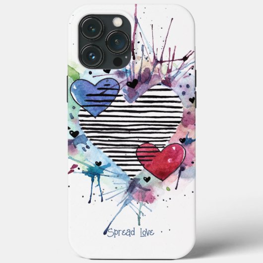 Kute hart en was in de Waterverf Case-Mate iPhone Case (Achterkant)