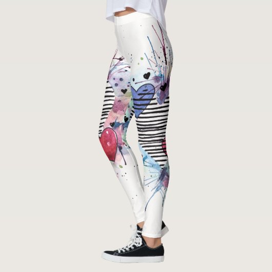 Kute hart en was in de Waterverf Leggings (Links)