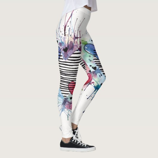 Kute hart en was in de Waterverf Leggings (Rechts)
