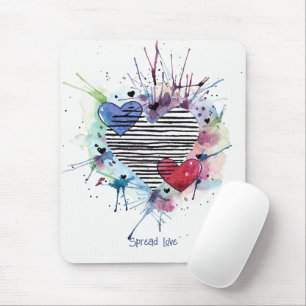 Kute hart en was in de Waterverf Muismat