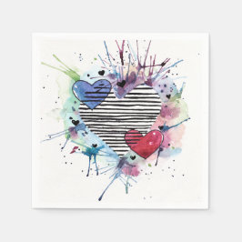 Kute hart en was in de Waterverf Servet