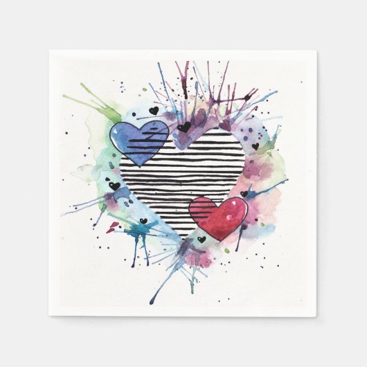Kute hart en was in de Waterverf Servet (Voorkant)