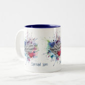 Kute hart en was in de Waterverf Tweekleurige Koffiemok (Voorkant links)