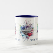 Kute hart en was in de Waterverf Tweekleurige Koffiemok (Center)