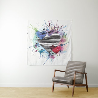 Kute hart en was in de Waterverf Wandkleed