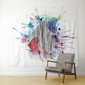 Kute hart en was in de Waterverf Wandkleed (In Situ (horizontaal))