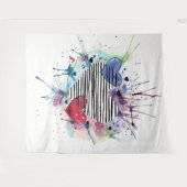 Kute hart en was in de Waterverf Wandkleed (Voorkant (horizontaal))