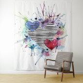 Kute hart en was in de Waterverf Wandkleed (In situ)