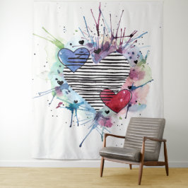 Kute hart en was in de Waterverf Wandkleed