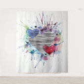 Kute hart en was in de Waterverf Wandkleed (Voorkant)