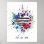 Kute hart en was in het Poster van de Waterverf (Voorkant)