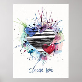 Kute hart en was in het Poster van de Waterverf