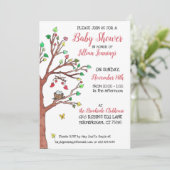 Kute hartbladeren en vogelnestBaby shower Kaart (Staand voorkant)