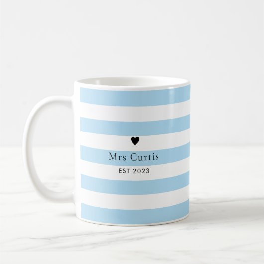 Kute hartbride Mok Iets blauwe strepen (Links)