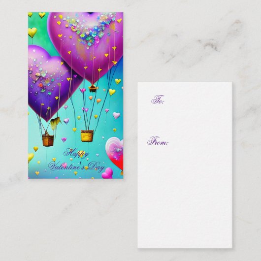 Kute harteluchtballonnen kinder valentijn notitiekaartje (Voorkant / Achterkant)
