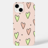 Kute harten en sterren patroon op roze Case-Mate iPhone case (Achterkant)