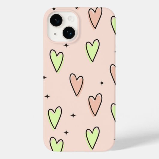 Kute harten en sterren patroon op roze Case-Mate iPhone case (Achterkant)