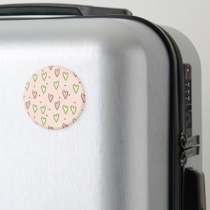 Kute harten en sterren patroon op roze magneet