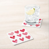 Kute harten in rood en roze kartonnen onderzetters (Insitu)