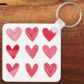 Kute harten in rood en roze met tekst sleutelhanger (Achterkant)