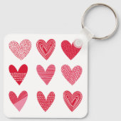 Kute harten in rood en roze met tekst sleutelhanger (Achterkant)
