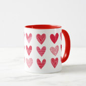 Kute harten in roze en rode tinten mok (Voorkant rechts)