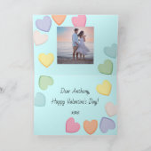 Kute harten snoep blauwe Valentijnsdag Feestdagen Kaart (Binnen)