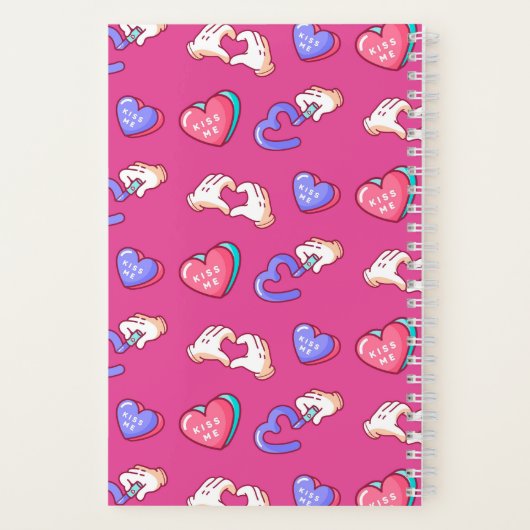 Kute hartplaat Stat Patroon Teen Love Pink Notitieboek (Achterkant)