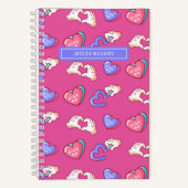 Kute hartplaat Stat Patroon Teen Love Pink Notitieboek (Voorkant)