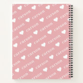 Kute hartroze herhalingsnaam notitieboek (Achterkant)