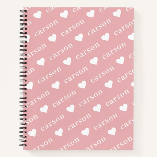 Kute hartroze herhalingsnaam notitieboek (Voorkant)