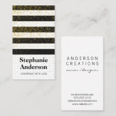 Kute hartslag Leder Stripes Gold Speckles Visitekaartje (Voorkant / Achterkant)