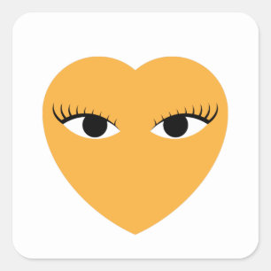 Kute hartslag met ogen op witte ronde sticker
