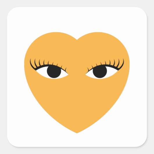Kute hartslag met ogen op witte ronde sticker (Voorkant)
