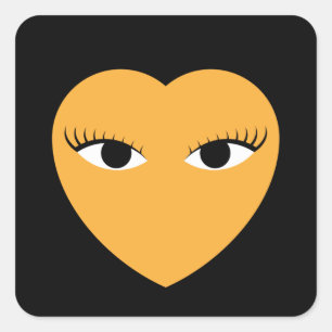 Kute hartslag met ronde oogklever vierkante sticker