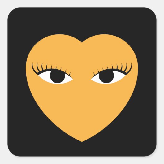 Kute hartslag met ronde oogklever vierkante sticker (Voorkant)