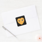 Kute hartslag met ronde oogklever vierkante sticker (Envelop)