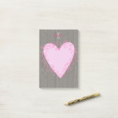 Kute hartslag met roze bloemen Lijst in de wood Post-it® Notes (Op bureau)