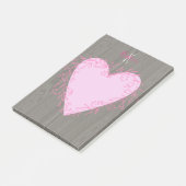 Kute hartslag met roze bloemen Lijst in de wood Post-it® Notes (Schuin)