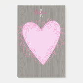 Kute hartslag met roze bloemen Lijst in de wood Post-it® Notes (Voorkant)