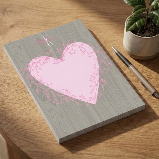 Kute hartslag met roze bloemen Lijst in de wood Post-it® Notes