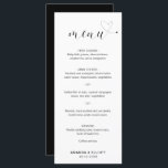 Kute Heart Black en White Simple Wedding Menu<br><div class="desc">Moderne trouwmenu met een eenvoudig en minimalistisch ontwerp in zwart-wit met het woord "menu" in een elegante typografie en een schattig hart aan het einde.</div>