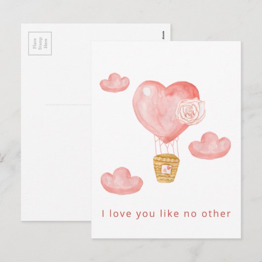 Kute Hearts Hot Air Ballon Valentijnse Kaart (Voorkant / Achterkant)