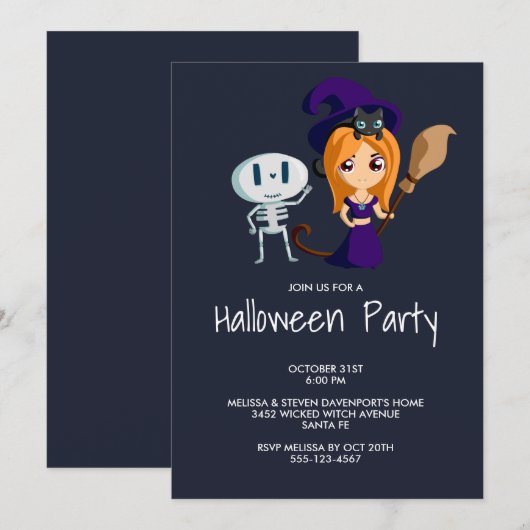 Kute heks in het Paars met zwarte kat en kamer Kaart (Voorkant / Achterkant)